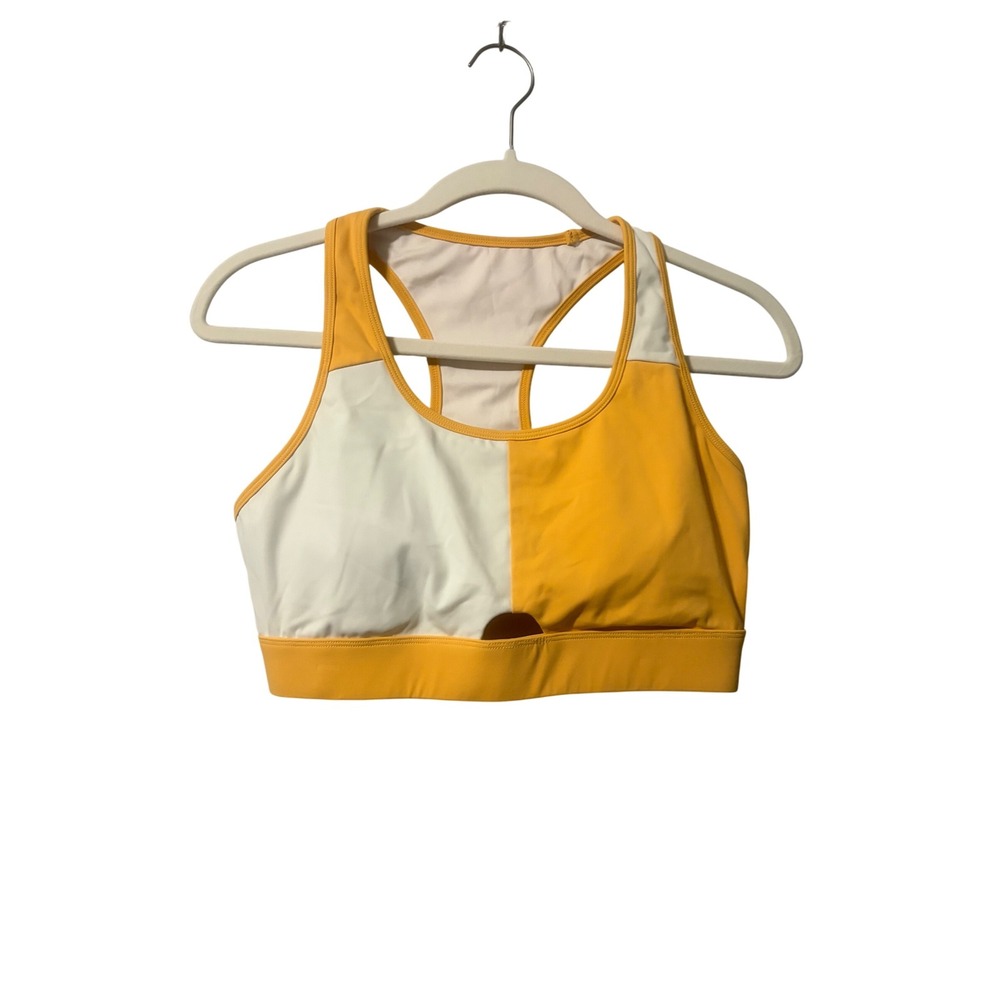 Zyia Active Colorblock Sports Bra Yellow White Racerback Medium